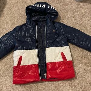 Tommy Hilfiger Kids Puffer Jacket - Navy, Red, White Size 12-14